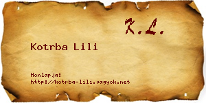 Kotrba Lili névjegykártya